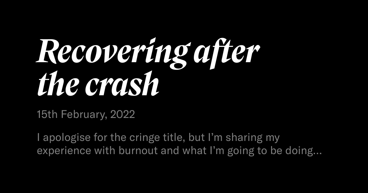 Recovering after the crash — Sam King